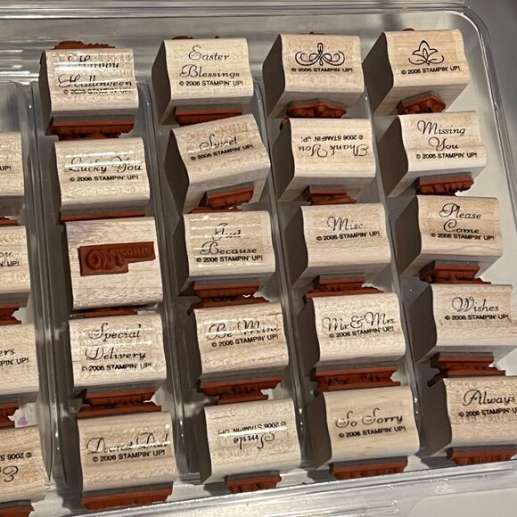 Stampin Up! Fancy Flexible Phrases Rubber Stamps Words Set Of 28 - Picture 5 of 6